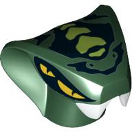 Tête de minifigurine spéciale, Serpent avec 4 yeux jaunes et écailles de vert citron motif imprimé (Spitta) (Minifig Head Special, Snake with 4 Yellow Eyes and Lime Scales Print (Spitta))
