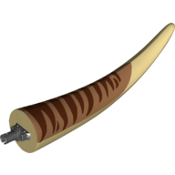 Visuel indicatif Rebrickable de Partie du corps animal, dinosaure, Tyrannosaurus rex queue, avec connecteur, nougat moyen et marques brun rougeâtre imprimé (Animal Body Part, Dinosaur, Tyrannosaurus Rex Tail, with Pin, Medium Nougat and Reddish Brown Markings Print)