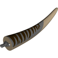 Visuel indicatif Rebrickable de Partie du corps de l'animal, dinosaure, Tyrannosaurus Rex queue, avec connecteur, sombre bleu gris haut et rayures brun foncé imprimé (Animal Body Part, Dinosaur, Tyrannosaurus Rex Tail, with Pin, Dark Bluish Gray Top and Dark Brown Stripes Print)