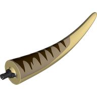 Visuel indicatif Rebrickable de Partie du corps animal, dinosaure, Tyrannosaurus rex queue, avec connecteur, brun foncé haut et rayures marron foncé imprimé (Animal Body Part, Dinosaur, Tyrannosaurus Rex Tail, with Pin, Dark Tan Top and Dark Brown Stripes Print)