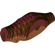 Visuel indicatif Rebrickable de Partie du corps animal, Dinosaure, Tyrannosaurus Rex Corps avec haut rouge foncé avec motif imprimé rayures marron foncé (Animal Body Part, Dinosaur, Tyrannosaurus Rex Body with Dark Red Top with Dark Brown Stripes Print)