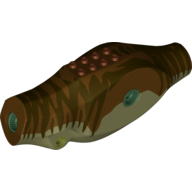 Visuel indicatif Rebrickable de Partie du corps animal, dinosaure, Tyrannosaurus Rex corps avec ventre vert olive et rayures brun foncé imprimé (Animal Body Part, Dinosaur, Tyrannosaurus Rex Body with Olive Green Belly and Dark Brown Stripes Print)