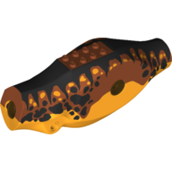 Visuel indicatif Rebrickable de Partie du corps animal, dinosaure, tyrannosaurus rex corps avec dessus orange foncé, rayures noires et motifs imprimés de taches (Animal Body Part, Dinosaur, Tyrannosaurus Rex Body with Dark Orange Top, Black Stripes and Spots Print)