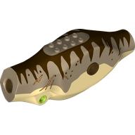 Visuel indicatif Rebrickable de Partie du corps animal, dinosaure, Tyrannosaurus Rex corps avec haut beige foncé avec motif imprimé rayures brun foncé (Animal Body Part, Dinosaur, Tyrannosaurus Rex Body with Dark Tan Top with Dark Brown Stripes Print)