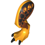 Visuel indicatif Rebrickable de Partie du corps animal, Dinosaure, Tyrannosaurus Rex Leg, gauche, avec connecteur, Griffes noires et Taches noires sur motif imprimé Orange foncé (Animal Body Part, Dinosaur, Tyrannosaurus Rex Leg, Left, with Pin, Black Claws and Black Spots on Dark Orange Print)