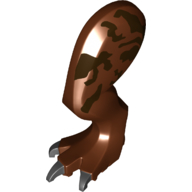 Visuel indicatif Rebrickable de Partie du corps animal, Dinosaure, Tyrannosaurus Rex Jambe, Gauche, avec connecteur, Marquage brun foncé (Animal Body Part, Dinosaur, Tyrannosaurus Rex Leg, Left, with Pin, Dark Brown Markings Print)