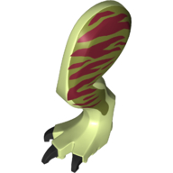 Visuel indicatif Rebrickable de Partie du corps animal, Dinosaure, Tyrannosaurus Rex Leg, à gauche, avec connecteur Marquages rouge foncé sur motif imprimé vert olive (Animal Body Part, Dinosaur, Tyrannosaurus Rex Leg, Left, with Pin Dark Red Markings on Olive Green Print)