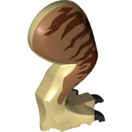 Visuel indicatif Rebrickable de Partie du corps animal, dinosaure, Tyrannosaurus rex jambe droite, avec connecteur, griffes brun foncé et rayures brun rougeâtre sur motif imprimé nougat moyen (Animal Body Part, Dinosaur, Tyrannosaurus Rex Leg, Right, with Pin, Dark Tan Claws and Reddish Brown Stripes on Medium Nougat Print)