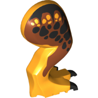 Visuel indicatif Rebrickable de Partie du corps animal, Dinosaure, Tyrannosaurus Rex Jambe, droite, avec connecteur, Griffes noires et Taches noires sur motif imprimé Orange foncé (Animal Body Part, Dinosaur, Tyrannosaurus Rex Leg, Right, with Pin, Black Claws and Black Spots on Dark Orange Print)