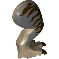 Visuel indicatif Rebrickable de Partie du corps animal, dinosaure, Tyrannosaurus rex jambe droite, avec connecteur, griffes brun foncé et rayures brun foncé sur motif imprimé gris bleuté foncé (Animal Body Part, Dinosaur, Tyrannosaurus Rex Leg, Right, with Pin, Dark Brown Claws and Dark Brown Stripes on Dark Bluish Gray Print)