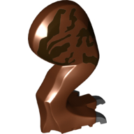 Visuel indicatif Rebrickable de Partie du corps animal, Dinosaure, Tyrannosaurus Rex Jambe, à droite, avec connecteur, Griffes noires et Marquages brun foncé (Animal Body Part, Dinosaur, Tyrannosaurus Rex Leg, Right, with Pin, Black Claws and Dark Brown Markings Print)