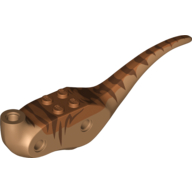Visuel indicatif Rebrickable de Partie du corps d'animal, dinosaure, corps de rapace avec dessus orange foncé avec motif imprimé de rayures marron foncé (Animal Body Part, Dinosaur, Raptor Body with Dark Orange Top with Dark Brown Stripes Print)