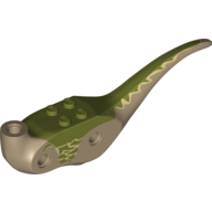 Visuel indicatif Rebrickable de Partie du corps animal, dinosaure, corps de rapace avec des marques vertes olive motif imprimé (Animal Body Part, Dinosaur, Raptor Body with Olive Green Markings Print)