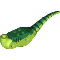 Visuel indicatif Rebrickable de Partie du corps animal, dinosaure, corps de rapace avec des rayures vert foncé (Animal Body Part, Dinosaur, Raptor Body with Dark Green Stripes)