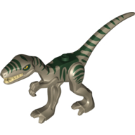 Visuel indicatif Rebrickable de Animal, dinosaure, coélophyse / gallimime avec des marques vert foncé (Animal, Dinosaur, Coelophysis / Gallimimus with Dark Green Markings)