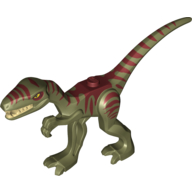 Visuel indicatif Rebrickable de Animal, dinosaure, coelophysis / gallimime avec des marques rouges foncées imprimé (Animal, Dinosaur, Coelophysis / Gallimimus with Dark Red Markings Print)