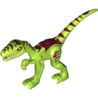 Visuel indicatif Rebrickable de Animal, dinosaure, coélophyse / gallimime avec des marques rouges foncées et des yeux blancs (Animal, Dinosaur, Coelophysis / Gallimimus with Dark Red Markings and White Eyes)