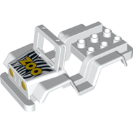 Visuel indicatif Rebrickable de Duplo carrosserie jeep avec phares, rayures zèbre et motif imprimé jaune 'ZOO' (Duplo Car Body Jeep with Headlights, Zebra Stripes and Yellow 'ZOO' Print)