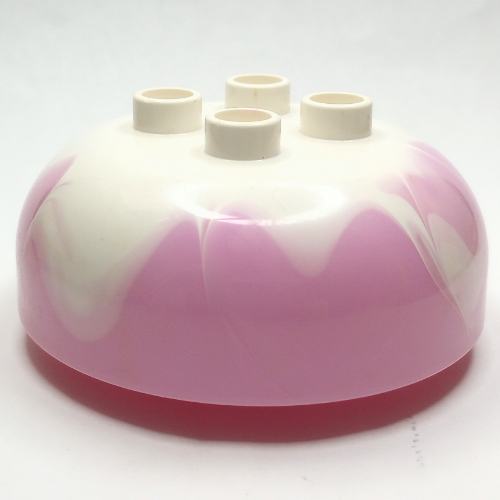 Visuel indicatif Rebrickable de Duplo brique ronde 4 x 4 dôme avec 2 x 2 tenons - marbré blanc 'Frosting' (Duplo Brick Round 4 x 4 Dome Top with 2 x 2 Studs - Marbled White 'Frosting')