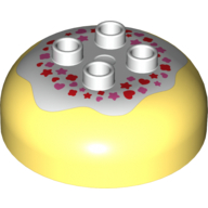 Visuel indicatif Rebrickable de Duplo brique ronde 4 x 4 dôme haut avec 2 x 2 tenons - marbré blanc 'Frosting' avec des cœurs rouges et roses et étoiles motif imprimé (Duplo Brick Round 4 x 4 Dome Top with 2 x 2 Studs - Marbled White 'Frosting' with Red and Pink Hearts and Stars Print)