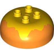 Visuel indicatif Rebrickable de Duplo brique ronde 4 x 4 dôme haut avec 2 x 2 tenons - marbré jaune « givrage » ou fusée flamme (Duplo Brick Round 4 x 4 Dome Top with 2 x 2 Studs - Marbled Yellow 'Frosting' or Rocket Flame)