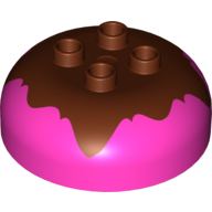 Visuel indicatif Rebrickable de Duplo brique ronde 4 x 4 dôme haut avec 2 x 2 tenons - marbré brun rougeâtre (chocolat) 'Frosting' (Duplo Brick Round 4 x 4 Dome Top with 2 x 2 Studs - Marbled Reddish Brown (Chocolate) 'Frosting')