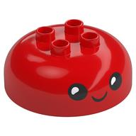 Visuel indicatif Rebrickable de Duplo brique ronde 4 x 4 dôme avec 2 x 2 tenons avec visage noir, motif imprimé souriant (Duplo Brick Round 4 x 4 Dome Top with 2 x 2 Studs with Black Face, Smiling Print)