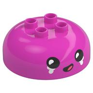 Visuel indicatif Rebrickable de Duplo brique ronde 4 x 4 dessus de dôme avec 2 x 2 tenons avec visage noir, pleurer motif imprimé (Duplo Brick Round 4 x 4 Dome Top with 2 x 2 Studs with Black Face, Crying Print)