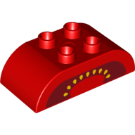 Visuel indicatif Rebrickable de Duplo brique 2 x 4 haut courbé avec des graines jaunes de tomate et motif imprimé de cavité noire (Duplo Brick 2 x 4 Curved Top with Tomato Yellow Seeds and Black Cavity Print)