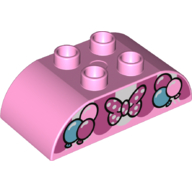 Visuel indicatif Rebrickable de Duplo brique 2 x 4 haut courbé avec noeud papillon et ballons motif imprimé (Duplo Brick 2 x 4 Curved Top with Bow Tie and Balloons Print)
