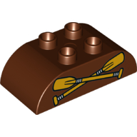 Visuel indicatif Rebrickable de Duplo brique 2 x 4 sommet incurvé avec 2 avirons croisés motif imprimé (Duplo Brick 2 x 4 Curved Top with 2 Crossed Oars Print)