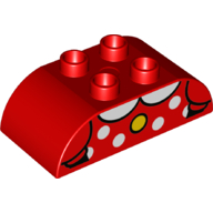 Visuel indicatif Rebrickable de Duplo brique 2 x 4 cintré haut avec minnie robe de souris motif imprimé (Duplo Brick 2 x 4 Curved Top with Minnie Mouse Dress Print)