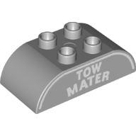 Visuel indicatif Rebrickable de Duplo brique 2 x 4 haut courbé avec motif imprimé 'TOW MATER' (Duplo Brick 2 x 4 Curved Top with 'TOW MATER' Print)