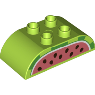 Visuel indicatif Rebrickable de Duplo brique 2 x 4 haut courbé avec motif imprimé pastèque (Duplo Brick 2 x 4 Curved Top with Watermelon Print)
