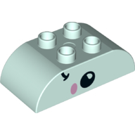 Visuel indicatif Rebrickable de Duplo brique 2 x 4 cintré haut avec poisson visage motif imprimé (Duplo Brick 2 x 4 Curved Top with Fish Face Print)