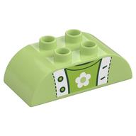 Visuel indicatif Rebrickable de Duplo brique 2 x 4 haut courbé avec haut Sweater et motif imprimé vert citron maillot de corps (Duplo Brick 2 x 4 Curved Top with Sweater Top and Lime Undershirt Print)