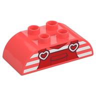 Visuel indicatif Rebrickable de Duplo brique 2 x 4 haut incurvé avec haut de chemise avec motif imprimé salopette rouge (Duplo Brick 2 x 4 Curved Top with Shirt Top with Red Overalls Print)