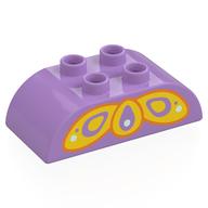 Visuel indicatif Rebrickable de Duplo brique 2 x 4 haut incurvé avec motif imprimé aile papillon jaune (Duplo Brick 2 x 4 Curved Top with Yellow Butterfly Wing Print)