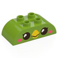 Visuel indicatif Rebrickable de Duplo brique 2 x 4 sommet incurvé avec des yeux d'oiseau motif imprimé (Duplo Brick 2 x 4 Curved Top with Bird Eyes Print)