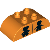 Visuel indicatif Rebrickable de Duplo brique 2 x 4 haut incurvé avec noir fille et garçon Silhouettes (Unisexe toilettes) motif imprimé (Duplo Brick 2 x 4 Curved Top with Black Girl and Boy Silhouettes (Unisex Restroom) Print)