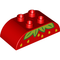 Visuel indicatif Rebrickable de Duplo brique 2 x 4 haut courbé avec motif imprimé fraise (Duplo Brick 2 x 4 Curved Top with Strawberry Print)
