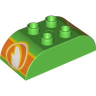 Visuel indicatif Rebrickable de Duplo brique 2 x 4 sommet incurvé avec Disney avions carburant logo imprimé sur les deux extrémités incurvées (Duplo Brick 2 x 4 Curved Top with Disney Planes Fuel Logo Printed on Both Curved Ends)
