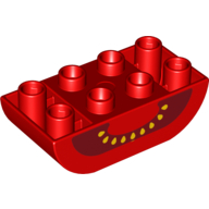 Visuel indicatif Rebrickable de Duplo brique 2 x 4 fond incurvé avec des graines jaunes de tomate et motif imprimé de cavité noire (Duplo Brick 2 x 4 Curved Bottom with Tomato Yellow Seeds and Black Cavity Print)