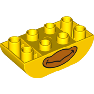 Visuel indicatif Rebrickable de Duplo brique 2 x 4 fond incurvé avec motif imprimé bec de poulet (Duplo Brick 2 x 4 Curved Bottom with Chicken Beak Print)