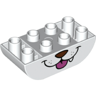 Visuel indicatif Rebrickable de Duplo brique 2 x 4 fond incurvé avec nez et bouche de chien, langue, motif imprimé de dent (Duplo Brick 2 x 4 Curved Bottom with Dog Nose and Mouth, Tongue, Tooth Print)