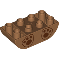 Visuel indicatif Rebrickable de Duplo brique 2 x 4 fond incurvé avec motif imprimé pattes d'ours (Duplo Brick 2 x 4 Curved Bottom with Bear Paws Print)