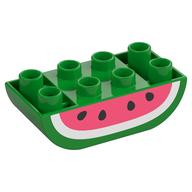 Visuel indicatif Rebrickable de Duplo brique 2 x 4 fond incurvé avec motif imprimé pastèque (Duplo Brick 2 x 4 Curved Bottom with Watermelon Print)