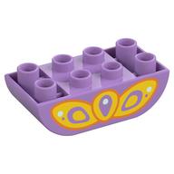 Visuel indicatif Rebrickable de Duplo brique 2 x 4 fond incurvé avec motif imprimé aile papillon jaune (Duplo Brick 2 x 4 Curved Bottom with Yellow Butterfly Wing Print)