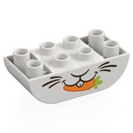 Visuel indicatif Rebrickable de Duplo brique 2 x 4 fond incurvé avec motif imprimé Lapin Bouche (Duplo Brick 2 x 4 Curved Bottom with Rabbit Mouth Print)
