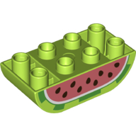 Visuel indicatif Rebrickable de Duplo brique 2 x 4 fond incurvé avec motif imprimé pastèque (Duplo Brick 2 x 4 Curved Bottom with Watermelon Print)